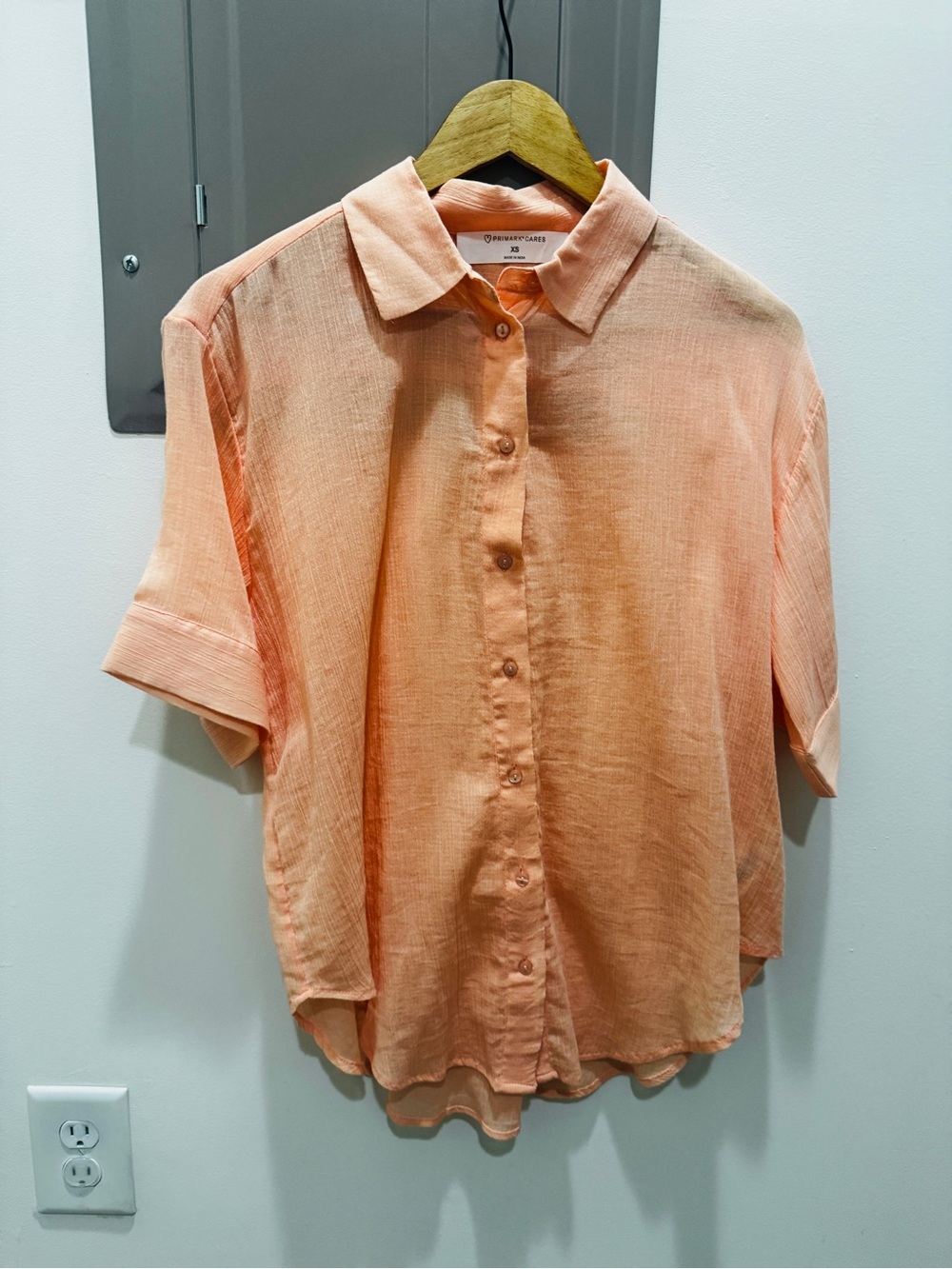 Primark Peach-Blend Short Sleeve Button Shirt - Picture 2 of 3